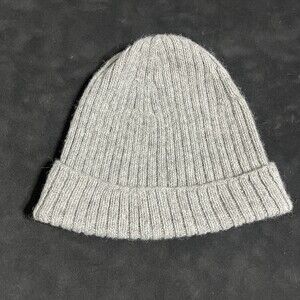 Industry of All Nations Undyed Alpaca Beanie Hat Gray Rib Knit Made in Peru Wool